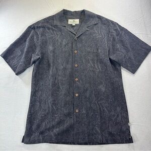 Island Shores Floral Gray Patterned Shirt 100% Silk Men’s Sz S